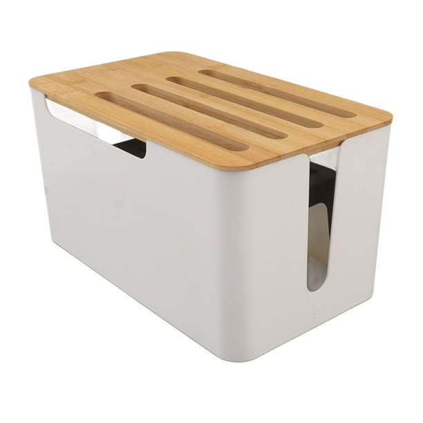 Caja de almacenamiento para enrutador, organizador de enrutador WiFi para el hogar, cubierta de bambú con orificios múltiples, gran espacio