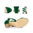 thumbnail image 2 of BLISSFUL STEP Women's Open Toe Lace Up Tie Up Block Heeled Sandals Dark Green 8, 2 of 6