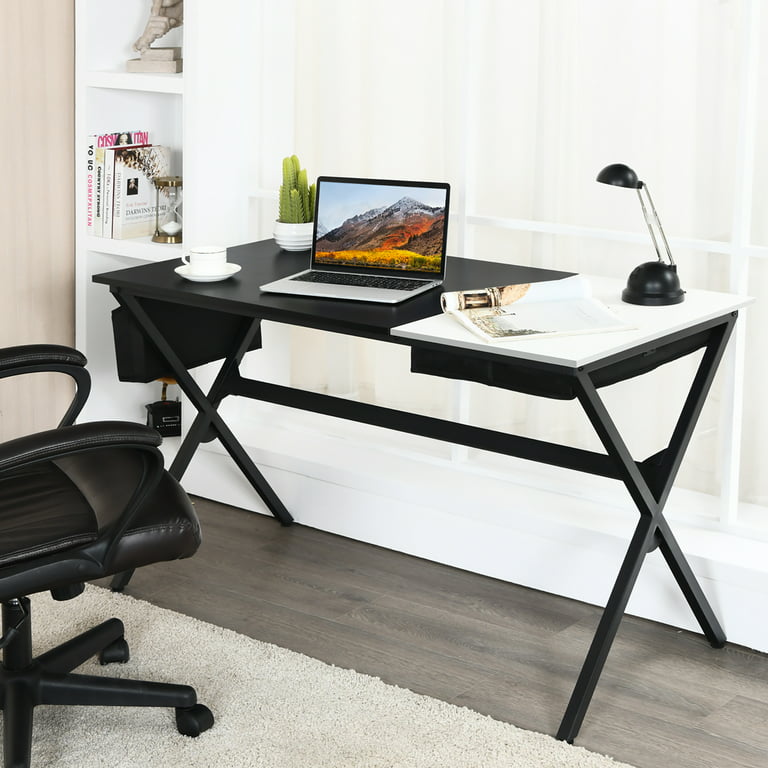 Costway Modern Computer Desk 47'' Study Writing Table w/ Storage Bag Black