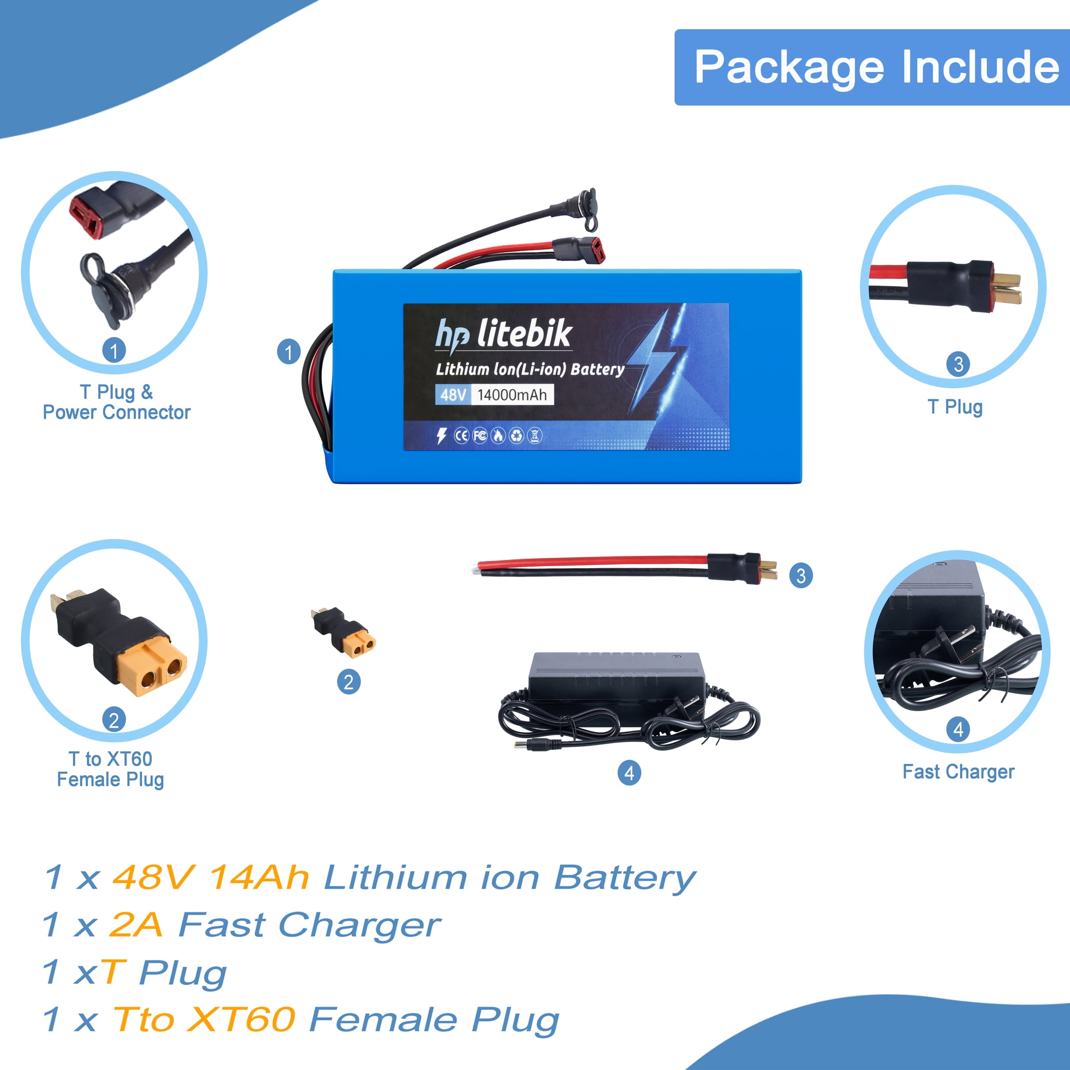 48v 14ah Battery Bicycle 48v Lithium Battery Pack Ebike Battery 1000W for Adult Electric Bike