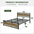 thumbnail image 4 of Einfach Full Size Metal Platform Bed Frame with Wooden Headboard & Footboard, Brown, 4 of 6