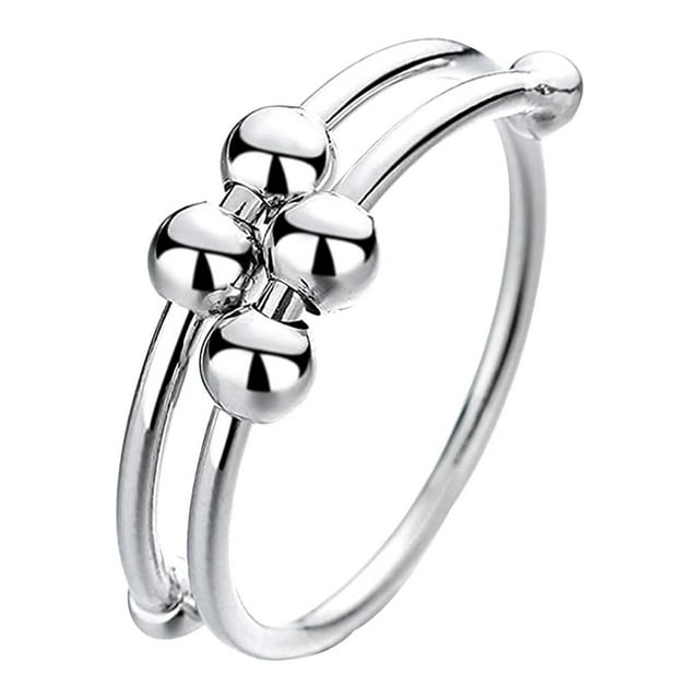 Fiudx Anillo para Aliviar La Ansiedad, Elegante Diseño de Cuentas Giratorias, Joya para El Manejo Del Estrés, Elegante Accesorio Diario, Regalo Perfecto para Seres Queridos, Solución Discreta para La