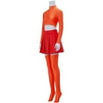 thumbnail image 3 of Women's Retro-Inspired Danger Prone Daphne Orange & Red Costume Set - Crop Top & Skirt with Thigh-High Stockings, 3 of 7