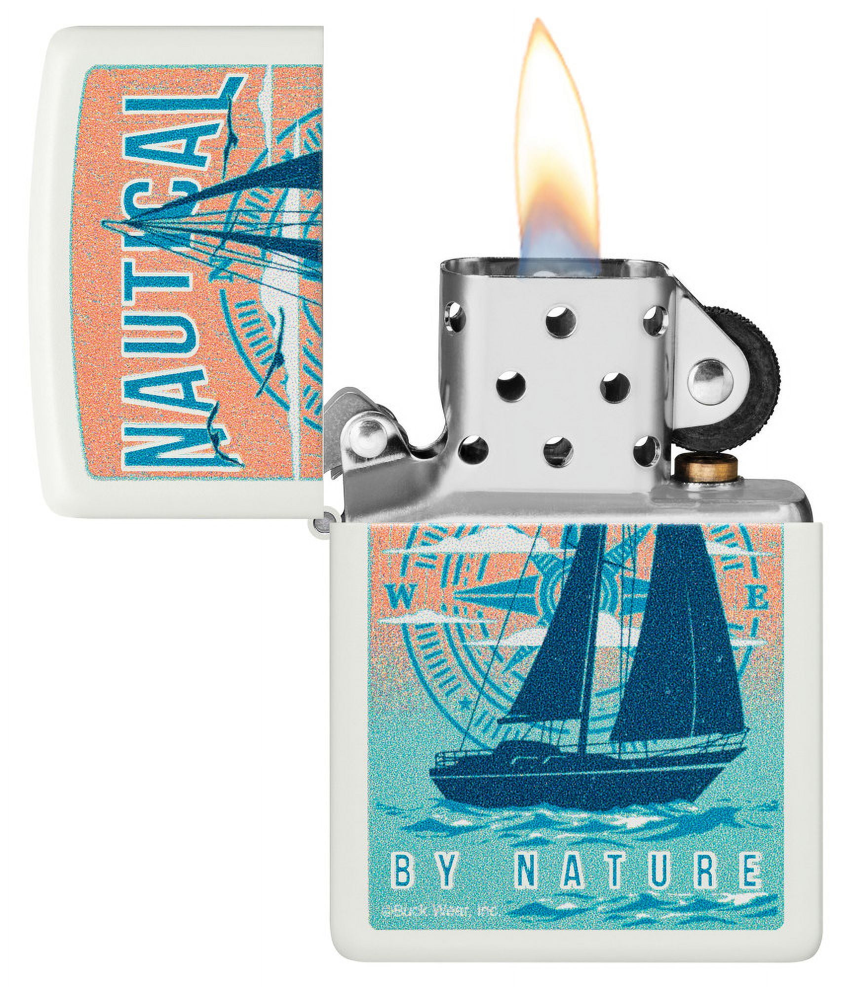Zippo Buck Wear Nautical Design White Matte Pocket Lighter