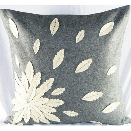 design accents llc felt applique flower pillow in grey walmart com