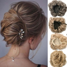 Florata Human Hair Bun Extensions Wavy Curly Messy Hair Piece