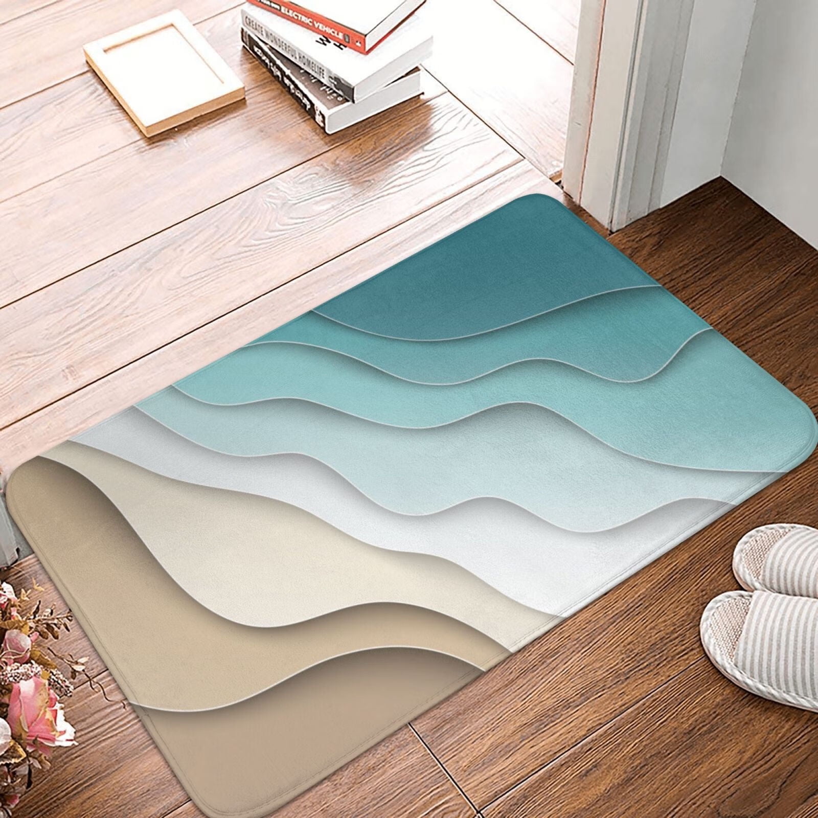 Pebble Stone Pattern Cute Bathroom Rugs Non Slip Soft Absorbent Bath Mat, Carpets  Indoor Floor Bath Mats Decor for Living Room 