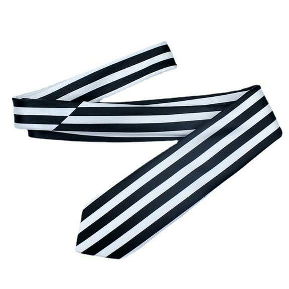 Apooke Japanese Black White Vertical Striped Neck Tie Costume Neckties Neckwear Masquerade Accessories Party Gift