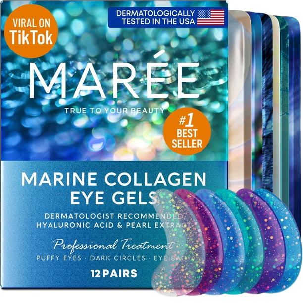 Almohadillas de gel para ojos MAREE, parches antiarrugas para debajo de los ojos con colágeno