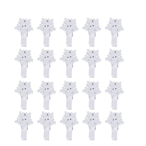 30 Uds. Clavija de madera de Navidad blanca diseño de copo de nieve de Navidad Clip de foto Pin nota soporte para notas