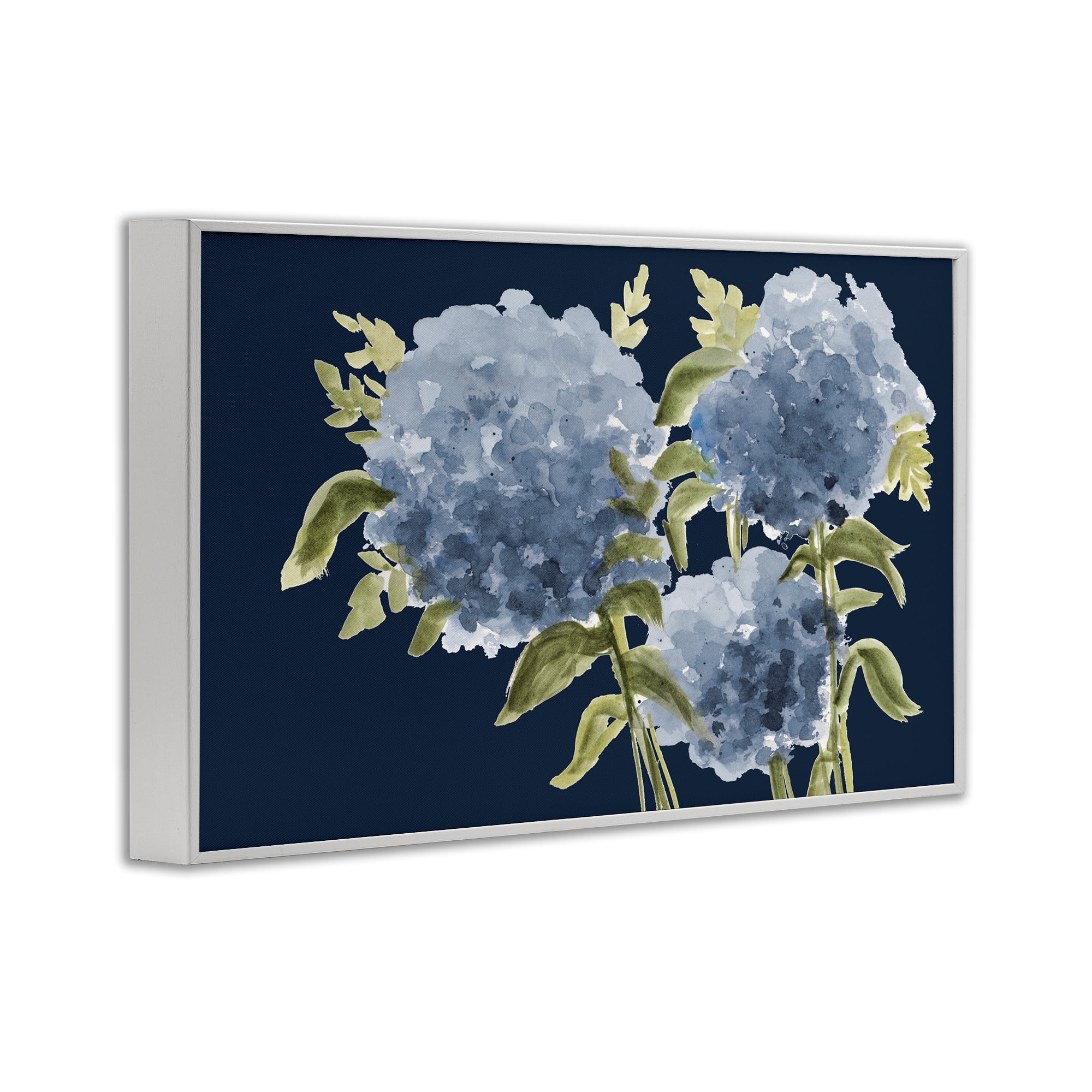 Stupell Industries Blue Hydrangeas on Indigo White Framed Giclee Art, design by Janice Gaynor