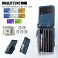 thumbnail image 3 of Phone Case for Samsung Galaxy Z Flip 3 5G 2021 Wallet Cover with Wrist Crossbody Strap Lanyard Credit Card Holder Stand Shoulder Slot Leather Cell Accessories ZFlip3 Z3 Flip3 3Z Women Men Blue, 3 of 14