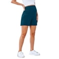 thumbnail image 2 of Women Maternity Shorts Over Belly Casual Soft Pregnancy Yoga Shorts Workout Stretchy Pants with Pockets Blue S, 2 of 7