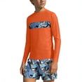 thumbnail image 2 of Bathing Suits for Teens Rash Guard Swimsuits Set for Boys Hawaiian Print Long Sleeve Swim Shirt with Swim Trunks Vacation Modest Two Piece Swim Set for 3-14Years, 2 of 7