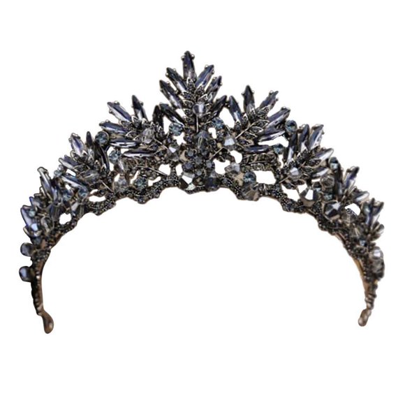 Vintage Baroque Crown Alloy Prom Quenn Crown Bridal Tiara Wedding Headpiece (Black)