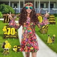 thumbnail image 2 of 70s Hippie Dress Costumes Necklace Earrings Sunglass Women Disco Outfit, 60s Party Costume, Halloween Retro Dresses, 2 of 7