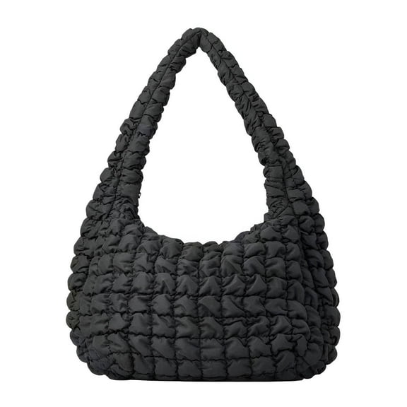 TELOLY Puffy Tote Bag,Niche Design Quilted Tote Bag,Exquisite Details Quilted Tote Bag for Women,Black