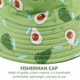 thumbnail image 4 of KAIYANG Sombrero de pescador para mujer, con estampado de fresas, ala ancha, reversible, de doble cara, para pesca, color rosa y verde, 4 of 5