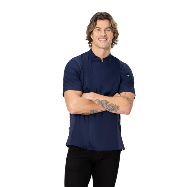 Chef Coat Chef Works Springfield azul marino, talla grande, entallada