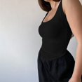 thumbnail image 2 of Débardeur Ajusté Sans Manches Couleur Unie Extensible Col en U pour Femmes Été, 2 of 5