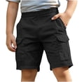 thumbnail image 2 of Bovxnpu Boys Cargo Shorts Pull-On Hiking Shorts Cargo Pocket Cotton Linen Shorts Elastic Waist School Shorts, 2 of 7