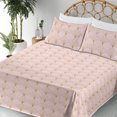 thumbnail image 3 of Art Deco Sheet Set, Shell Look Simplistic Pattern with Vintage and Classical Style Motif, Fitted & Flat Sheet with Pillowcase Bedding Accent 4 Pcs Set, Queen, Blush and Sand Brown, by Ambesonne, 3 of 5