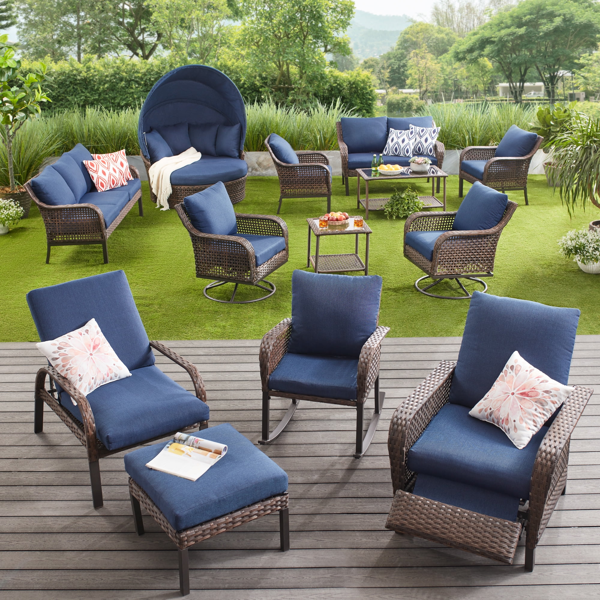 Mainstays Tuscany Ridge 3 Piece Wicker Rocking Chair Outdoor