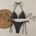 thumbnail image 3 of HOMBOM Two Piece Bathing Suit for Women Triangle Bikini Swimwear Black Polka Dot High Cut Womens Swimsuit Summer, 3 of 6