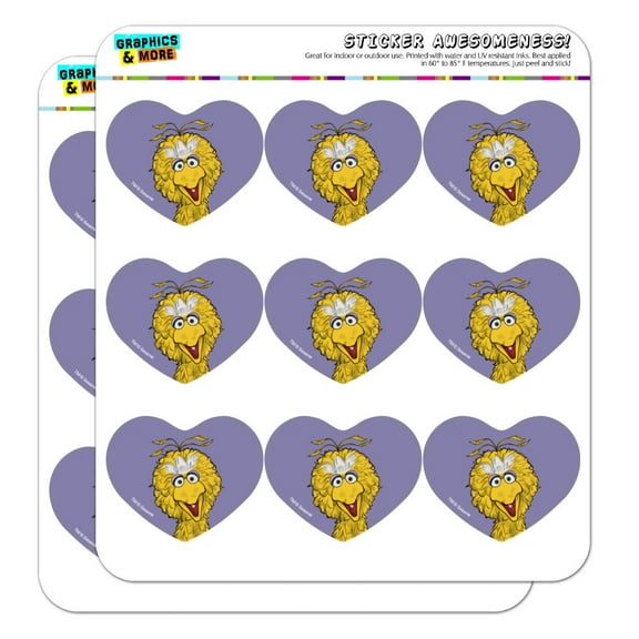Sesame Street Vintage Big Bird Heart Shaped Planner Calendar Scrapbook Craft Stickers