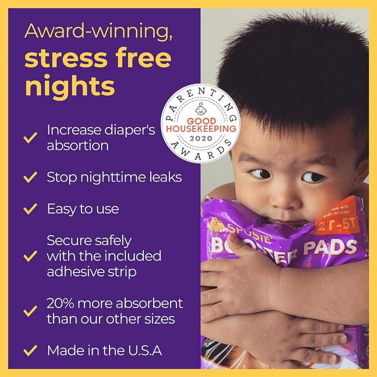 Naturally Nature Overnight Diaper Doubler Booster Pads with Adhesive for  Pull-on & Regular Diapers Nighttime Leak Protection for Heavy Wetters and