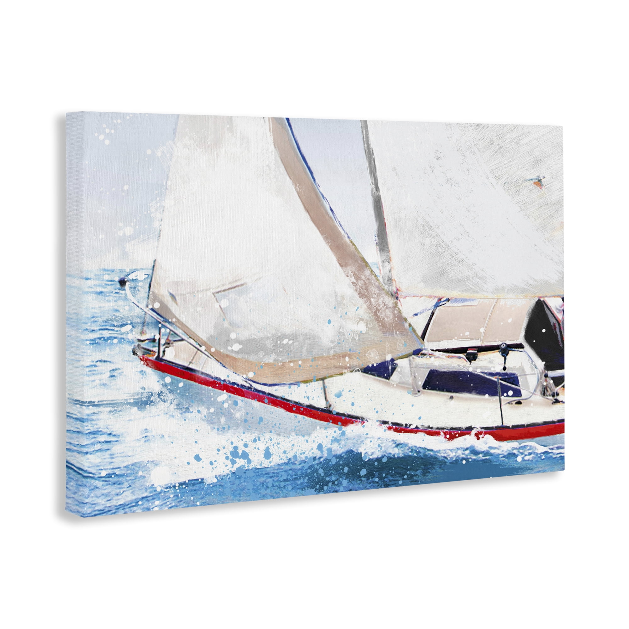 Stupell Industries Sailboat Racing Through Blue Waves Canvas Wall Art, design by Porter Hastings