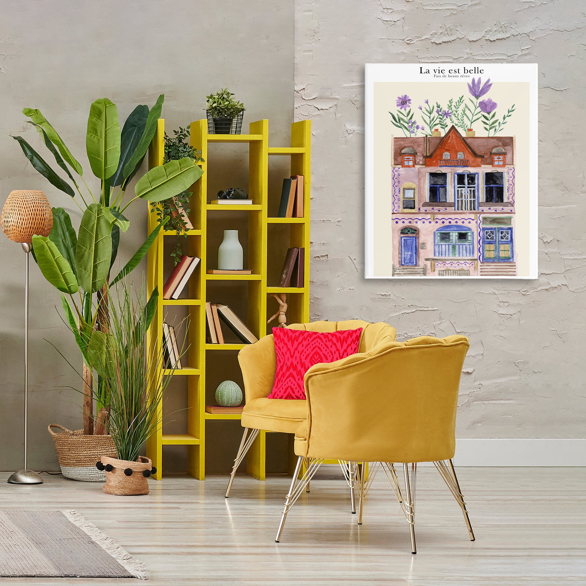 Stupell Industries Blooming City Building Buildings & Architecture Painting Wrapped Canvas Art Print Wall Art, 30 x 40