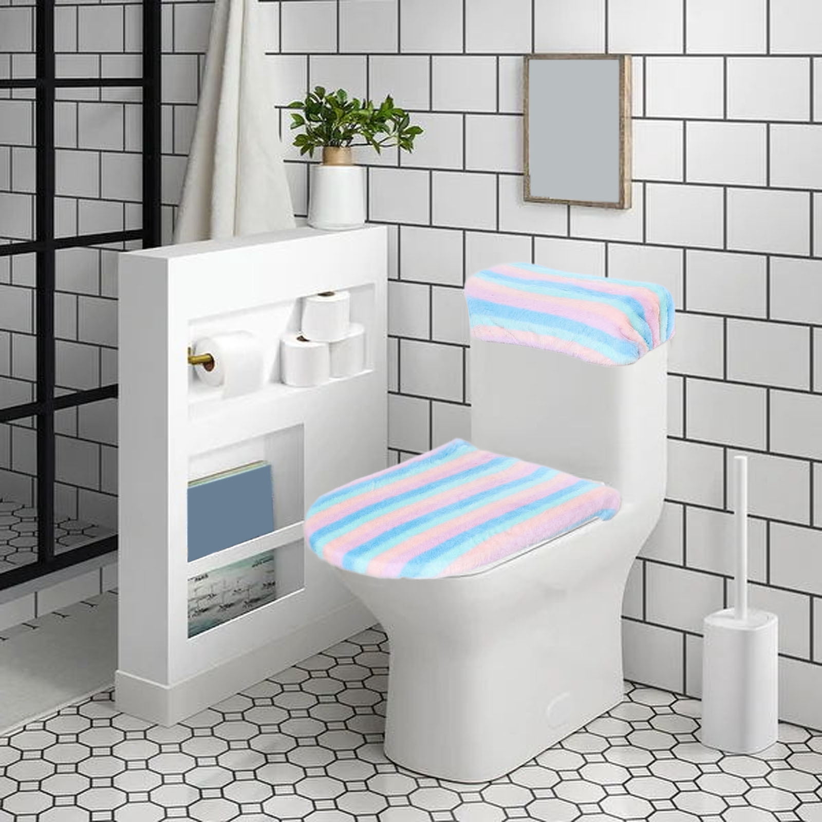 Housse de siège de Toilette Lavable en Peluche épaisse rembourrée Housse de siège de Toilette Lavable en Peluche épaisse rembourrée