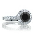 thumbnail image 2 of 1.5 Carat Round Classic Halo Black Diamond and Diamond Engagment ring on 10k White Gold, 2 of 2