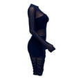 thumbnail image 4 of REALiKUN Women's Mesh Dress Long Sleeve Bodycon 3 Piece Outfits with Cami Shorts Dark Blue S, 4 of 7