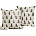 thumbnail image 2 of Black Christmas Tree Pillow Covers 20x20 Set of 2 Xmas Rustic Style Winter Print Decorative Outdoor Pillowcases Farmhouse Vintage Holiday Decorations Throw Cushion Case Decor for Couch Sofa Bed, 2 of 6