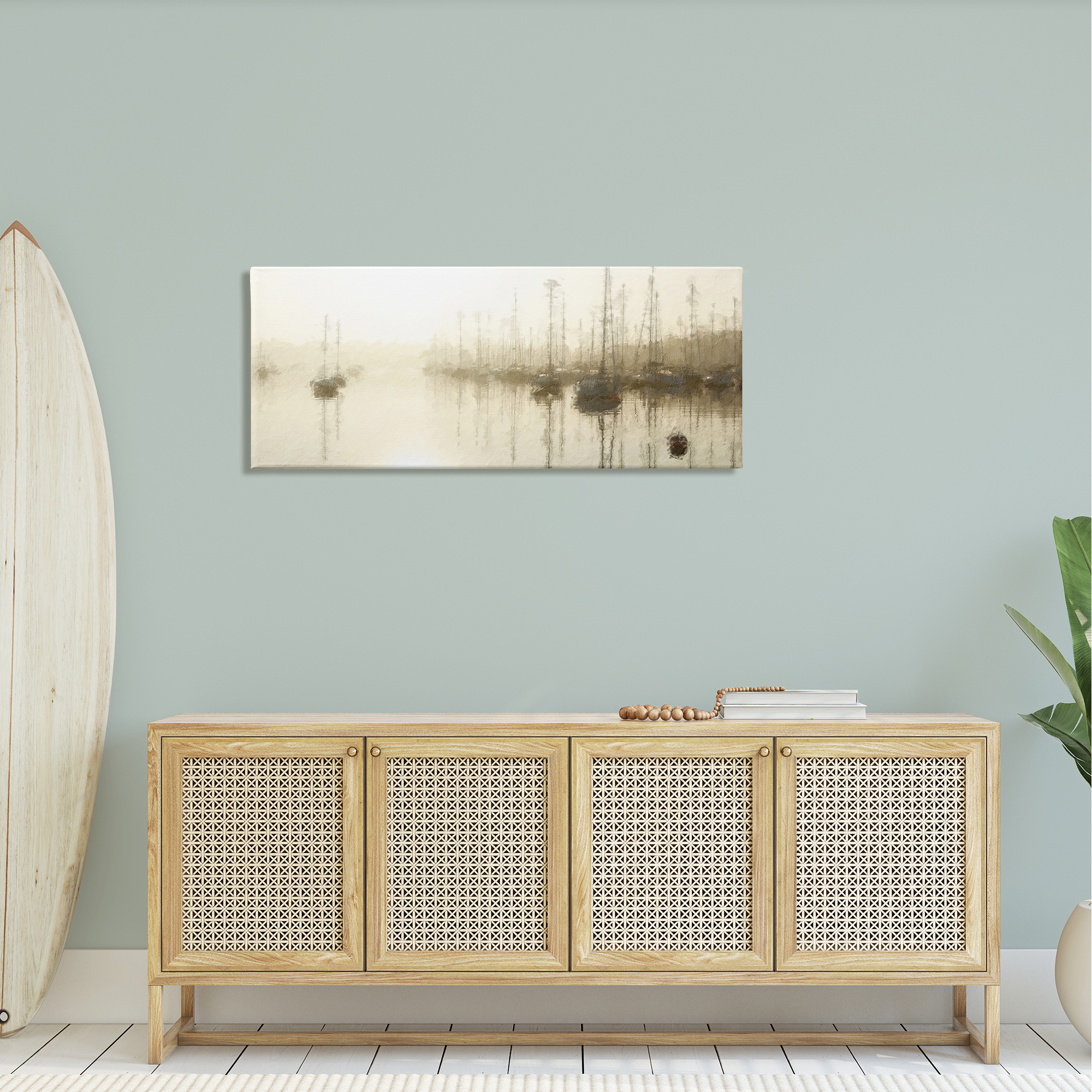 Stupell Impressionist Marina Boats Reflection Landscape Painting Gallery Wrapped Canvas Print Wall Art