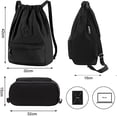 thumbnail image 2 of Mochila impermeable con cordón, bolsa deportiva con cordón de gran capacidad, bolsa deportiva impermeable con cordón y bolsillo con cremallera, bolsa de gimnasio para yoga, ciclismo,, 2 of 5