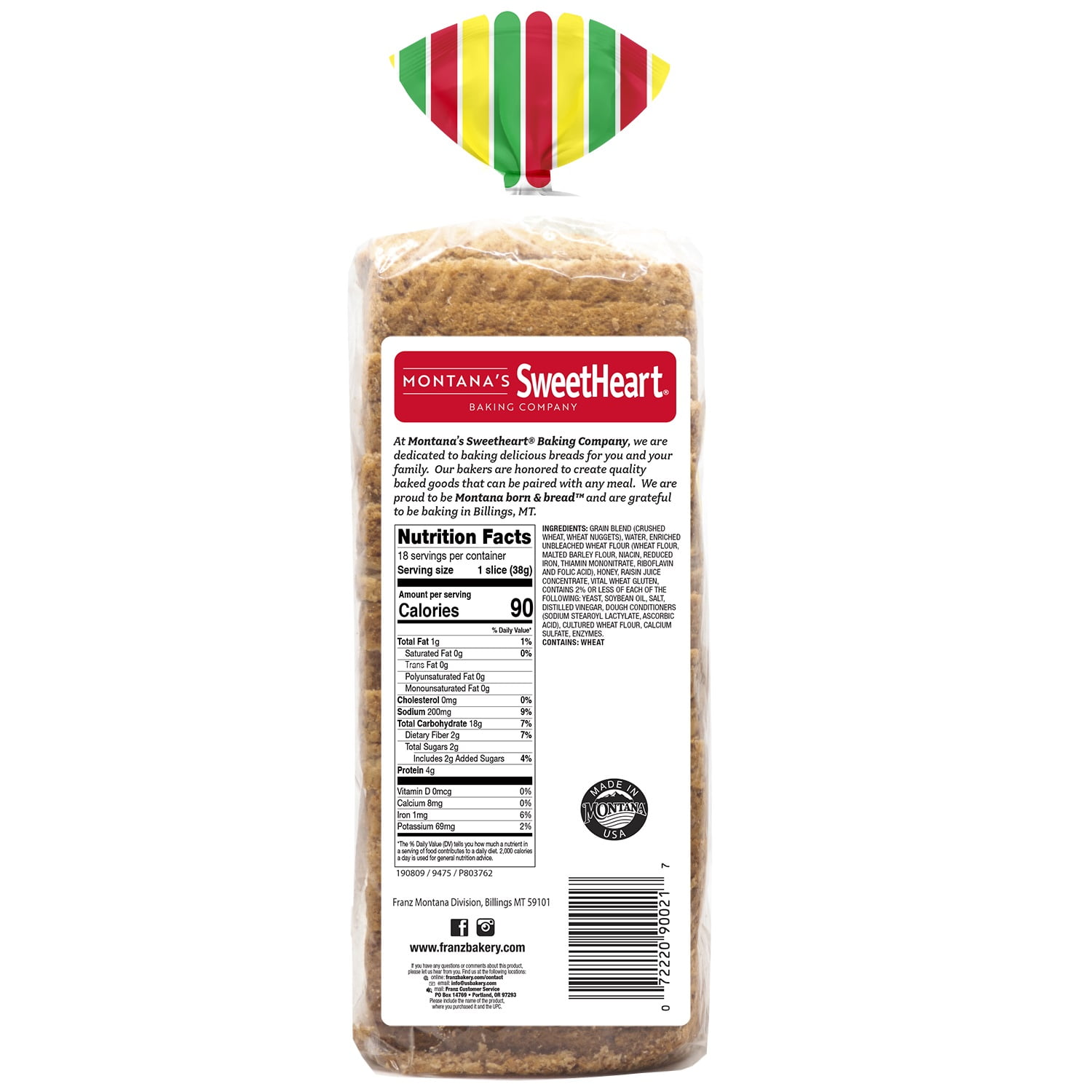 Montana's Sweetheart Honey Whl Grain Brd