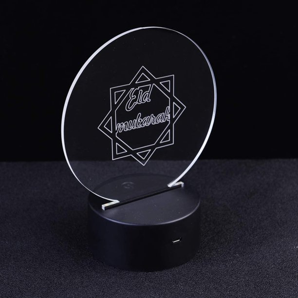 Eid Mubarak 3D Night Light Ramadan 3D Illusion Lamp Touch Control ...