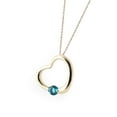 thumbnail image 5 of Galaxy Gold 14K Solid Yellow Gold 20" Open Heart Pendant Necklace with a Genuine Blue Topaz Drop, 14"-24" Sizes, December Birthstone, Symbol of Calm, 5 of 6