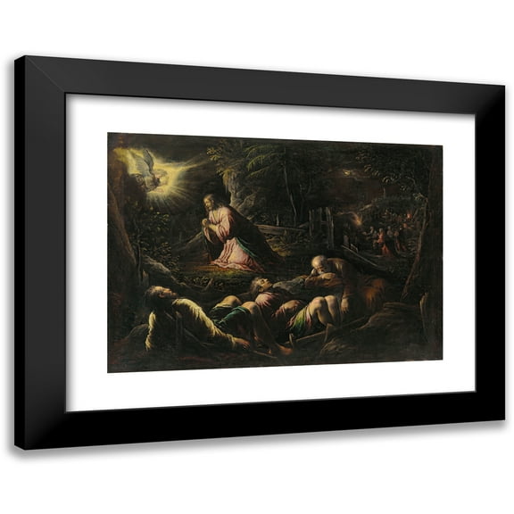 Jacopo Bassano 14x11 Black Modern Framed Museum Art Print Titled - The Agony in the Garden