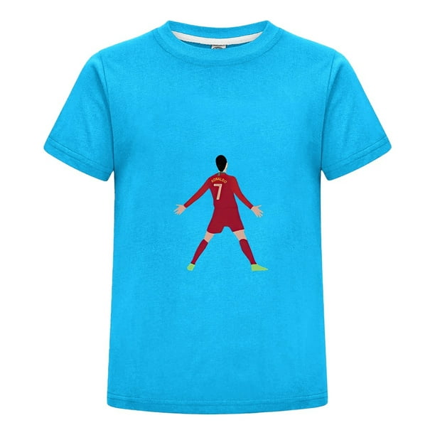 Playera CR7 Niño con Número 7 y Celebración Camiseta de Algodón para Verano