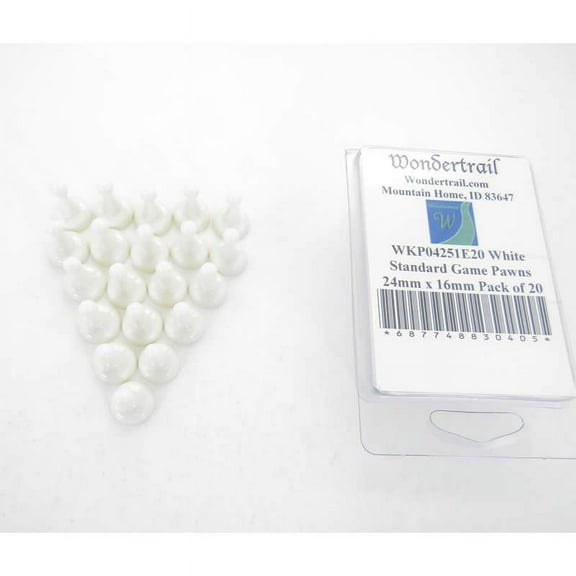 White Standard Game Pawns 24mm x 16mm (15/16in x 5/8in) Pack of 20 Wondertrail