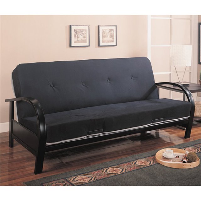 Bowery Hill Contemporary Metal Futon Frame in Glossy Black