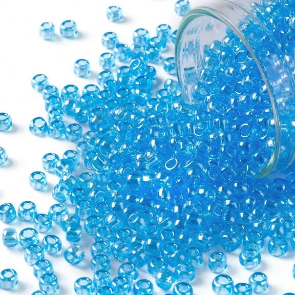 10 g Round Seed Beads Japanese Seed Beads (104) Transparent Luster Aqua 8/0 3mm Hole: 1mm 222pcs/10g