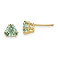 thumbnail image 1 of 14k Yellow Gold 6mm Trillion Green Quartz Earrings, 1 of 1