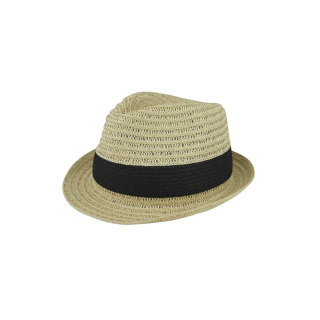 Toyo Braid Fedora Hat - Natural/Black