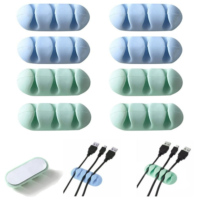 8 piezas de organizador de cables multiusos, organizador de clips para colgar, fijador de cables, se puede colocar en la pared, madera contrachapada, azulejos, vidrio y otras superficies lis