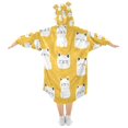 thumbnail image 2 of Wearable Blanket with Sleeves and Pocket Oversized Hooded Sweatshirt 3-14 YR White Cat with Yellow Background L, 2 of 7